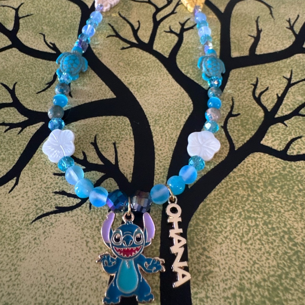 Stitch Inspired Crystal Handmade Necklace